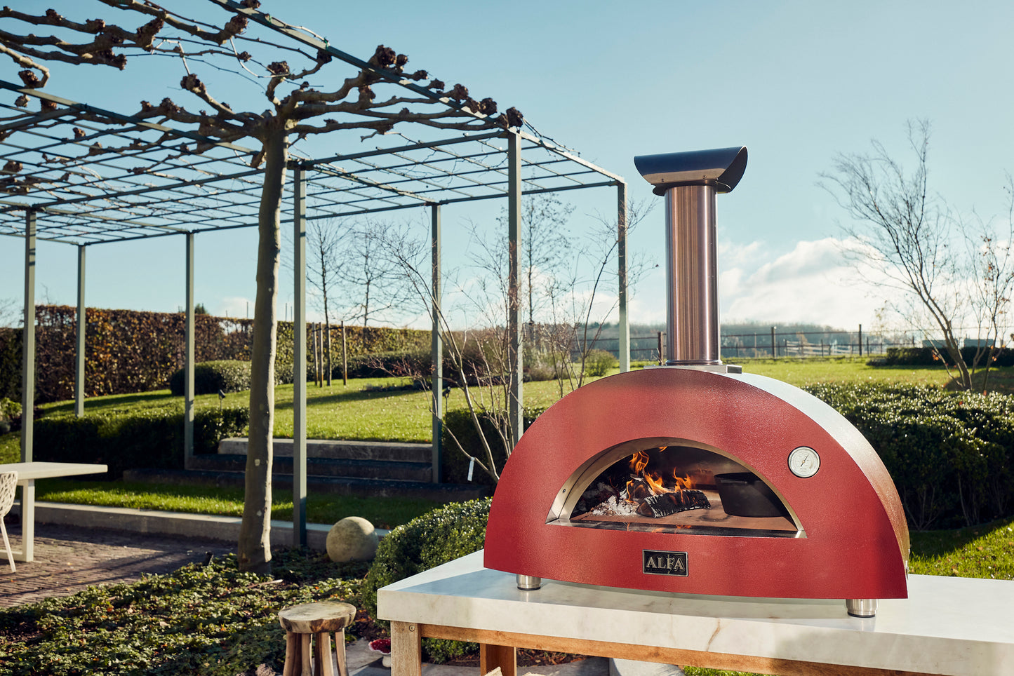 HORNO ALFA FORNI  MODERNO 2  PIZZE HIBRIDO  ROJO ANTIGUO