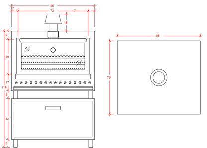 Horno Asador a Carbón con Puerta de Vidrio