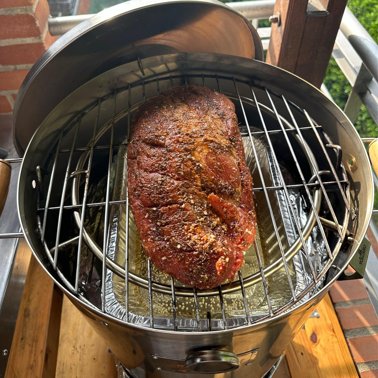 Asador Barril Marte Mediano Manijas Madera Teca