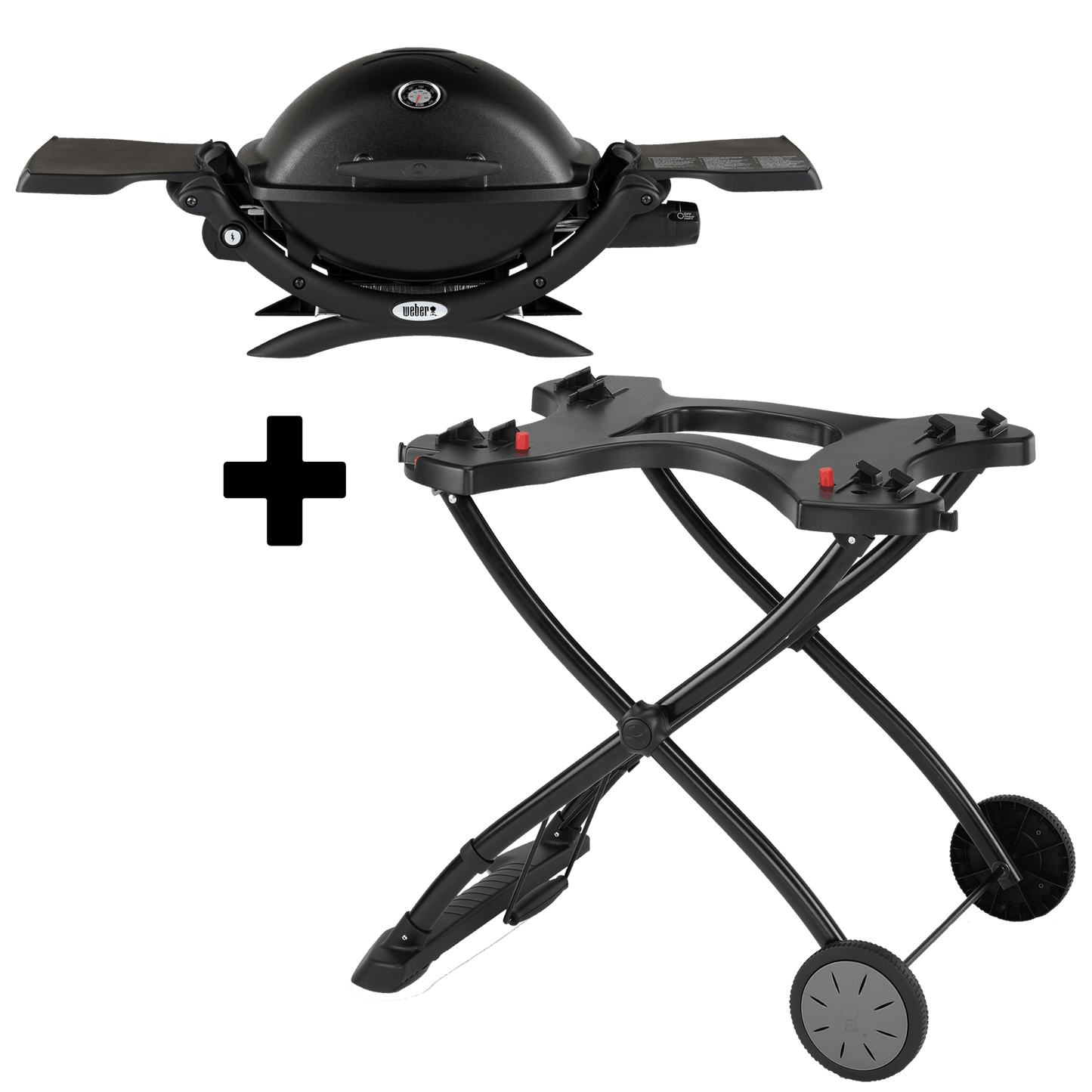 Parrilla A Gas Weber Q 1200 + Carrito Portátil Negro