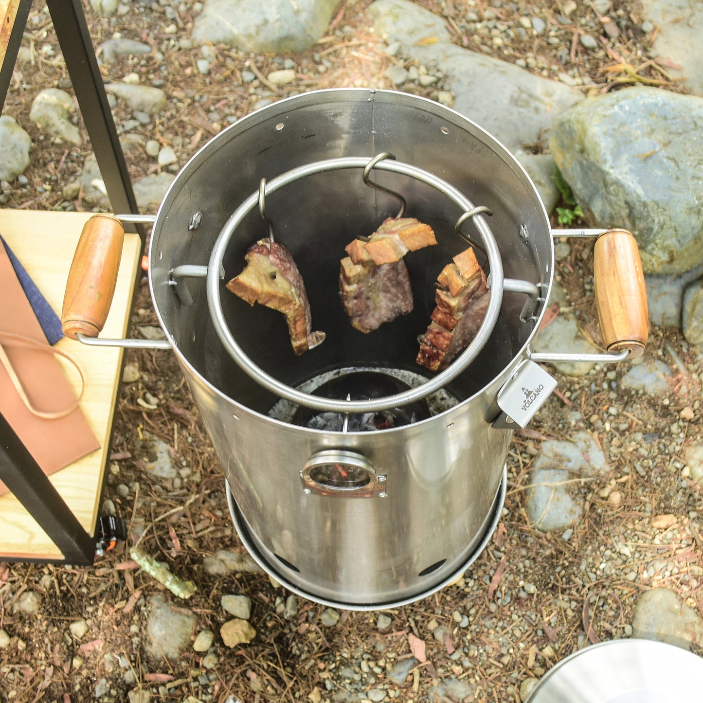 Asador Barril Mercury Pequeño Manijas Madera Teca