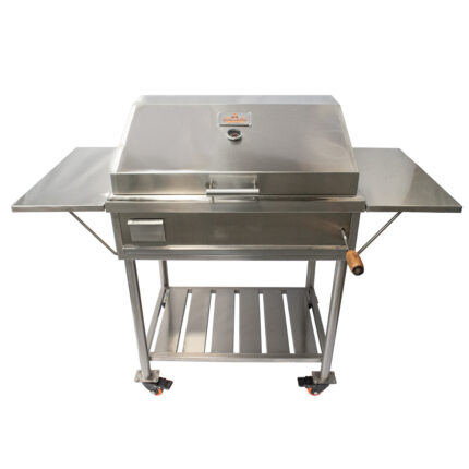 Asador a carbón con tapa y laterales