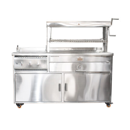 Parrilla a Carbón con Churrasquera y Plancha Teppan con Cajonera