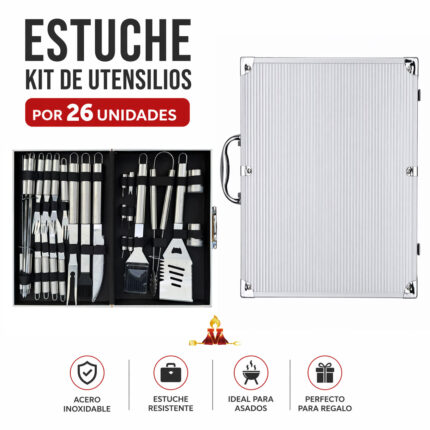 Maleta Kit para Asado 26 piezas